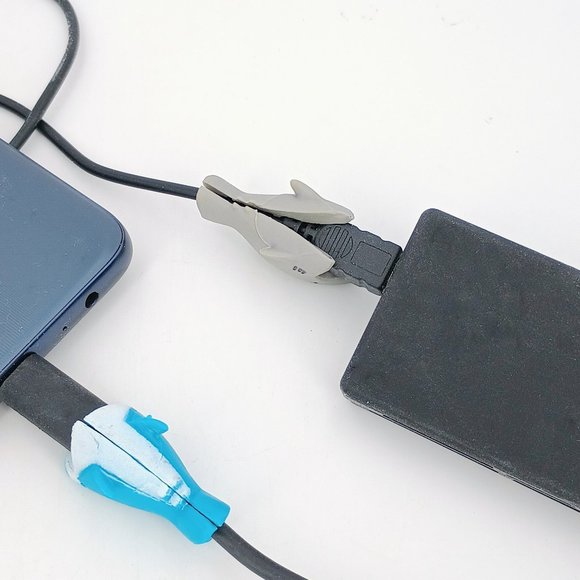 Cartoon Shark USB Charger Cable Phone Cord Protector Animal Bite Blue or Gray - Picture 3 of 6